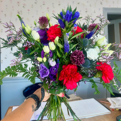 Cool Breeze - This classical stylish collection of flowers, make this hand tied the perfect gift. Flowers professionally arranged and delivered by a local florist.